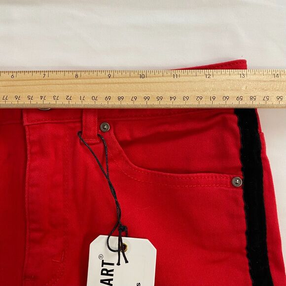 NWT Velvet Heart Francescas Hallie Red Black Velvet Racer‎ Stripe Jeans Size 27 - Picture 10 of 16